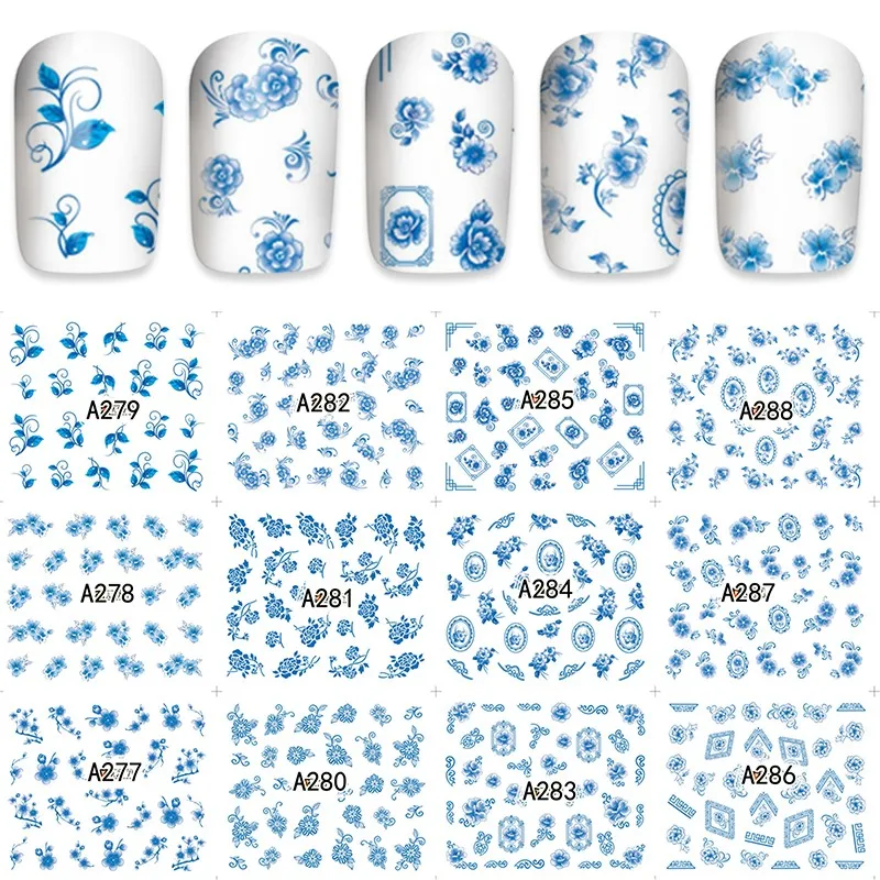 12 листов водная Наклейка украшения для ногтей наклейки тату полное покрытие