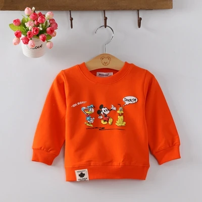 orange Audel/Хлопковые футболки с длинными рукавами и круглым вырезом с принтом с героями мультфильмов для маленьких детей, G190 - Цвет: orange