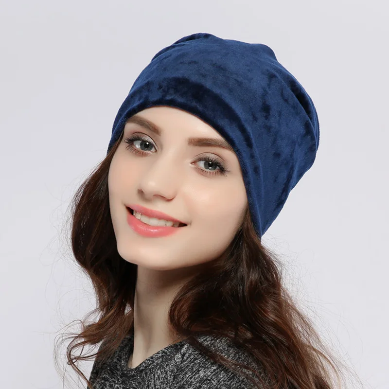 Geebro бренд Для женщин Hat Skullies шапочки полиэстер трикотажные Шапки Шапка-бини Весна Повседневное бархат Для женщин шапочки Шапки js277a