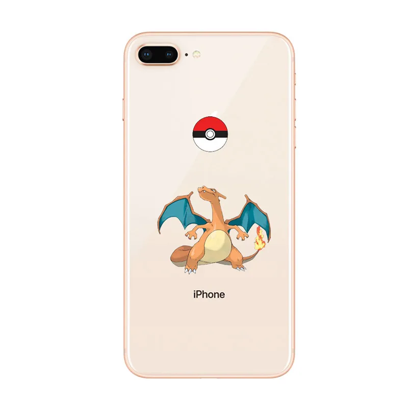 Тонкая мягкая задняя крышка Pokemons Pikachue Transapent TPU для iPhone XS MAX 4S 7 plus 6 s Plus 5 5S 8