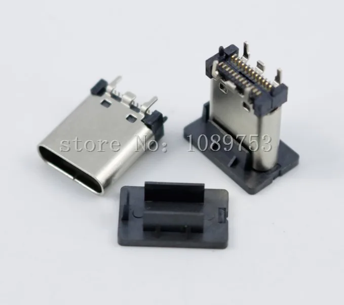 5Pcs USB 3.1 Type C Female Socket Connector Vertical 180 degree High speed DIY Connectors