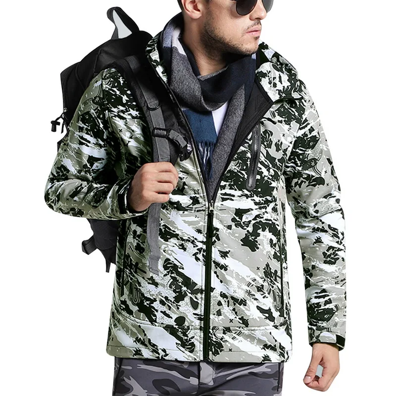 camo green Зимнее теплое пальто для женщин и мужчин, флисовая камуфляжная куртка для кемпинга, охоты, верхняя одежда, Одежда Для Путешествий, Походов, альпинизма, куртки - Color: camo green