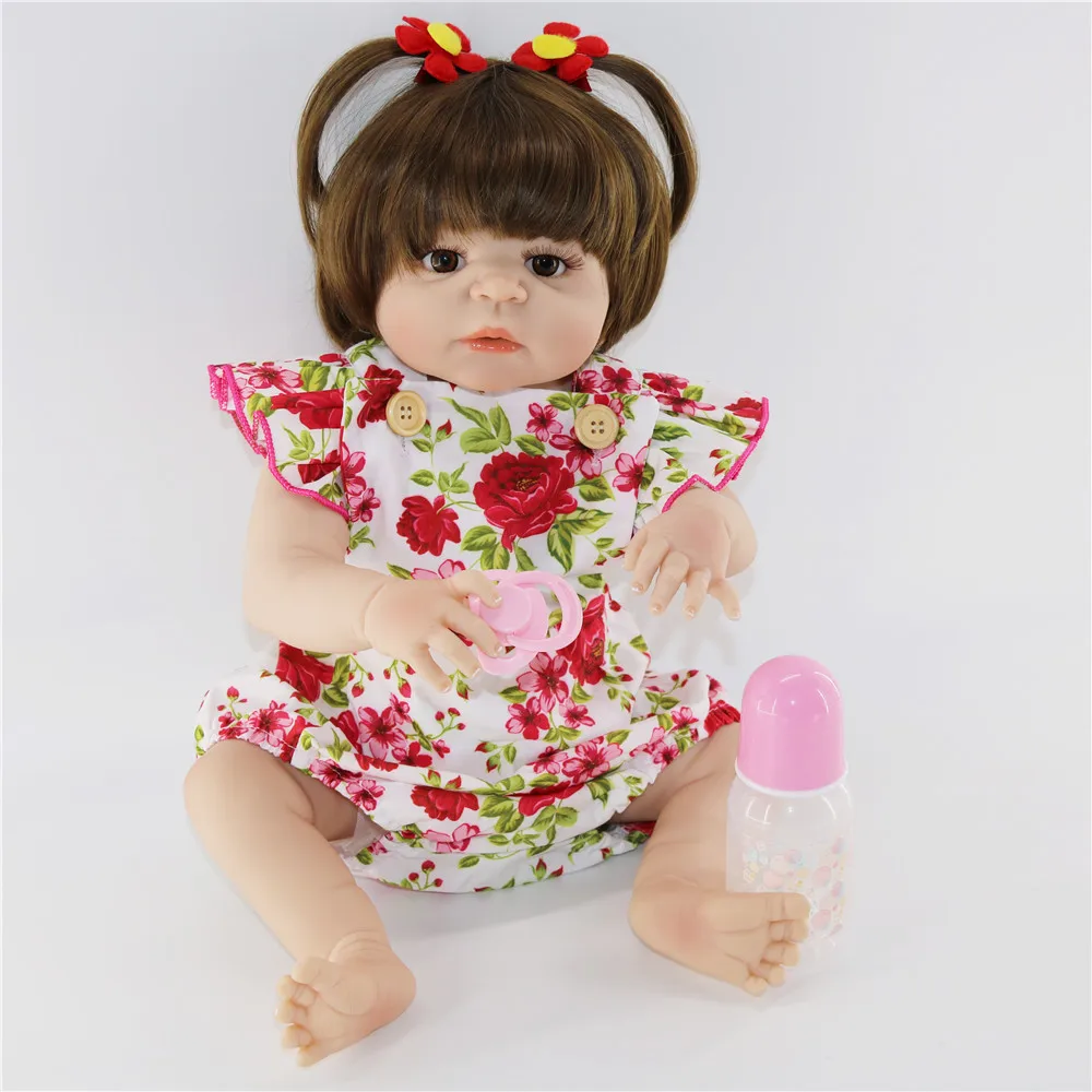 23inch reborn Realistic baby Doll Full silicone vinyl real touch bebe alive bedtime doll Toys collection simulation | Игрушки и хобби