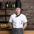 Новинка лета 2019, Высококачественная форма шеф-повара с коротким рукавом, комбинезон для приготовления пищи в ресторане, двубортный комбинезон с логотипом, рубашка унисекс