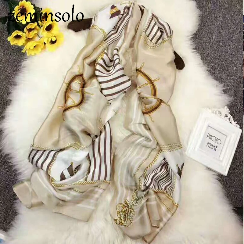 2018 роскошный брендовый женский шелковый шарф модный Мягкий Гладкий летний на