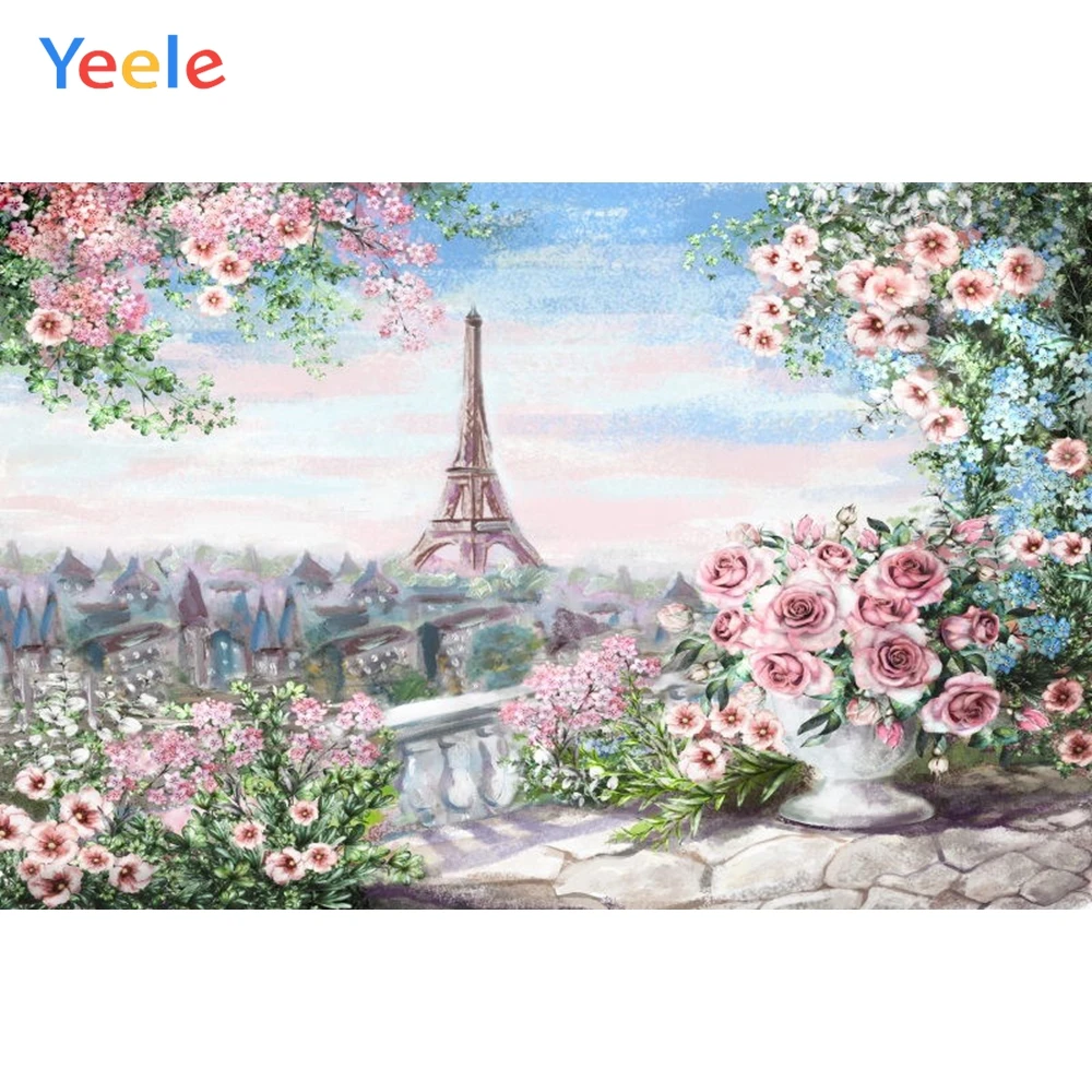Yeele Эйфелева башня Париж фотографии фоны цветы изображение балкона ребенок на