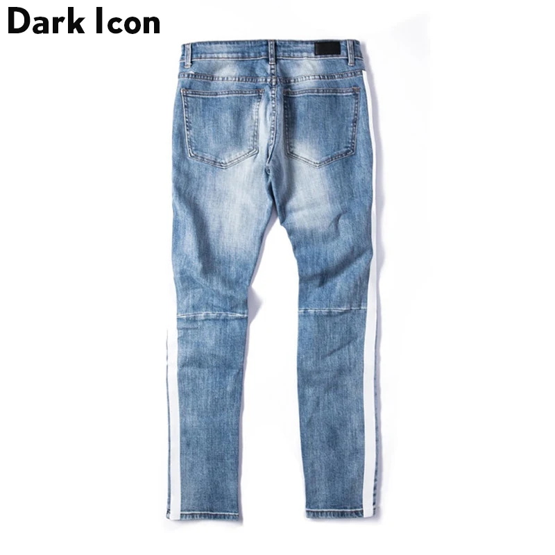 Мужские рваные джинсы в полоску DARK ICON черные полной длины 2019|Мужские джинсы| |