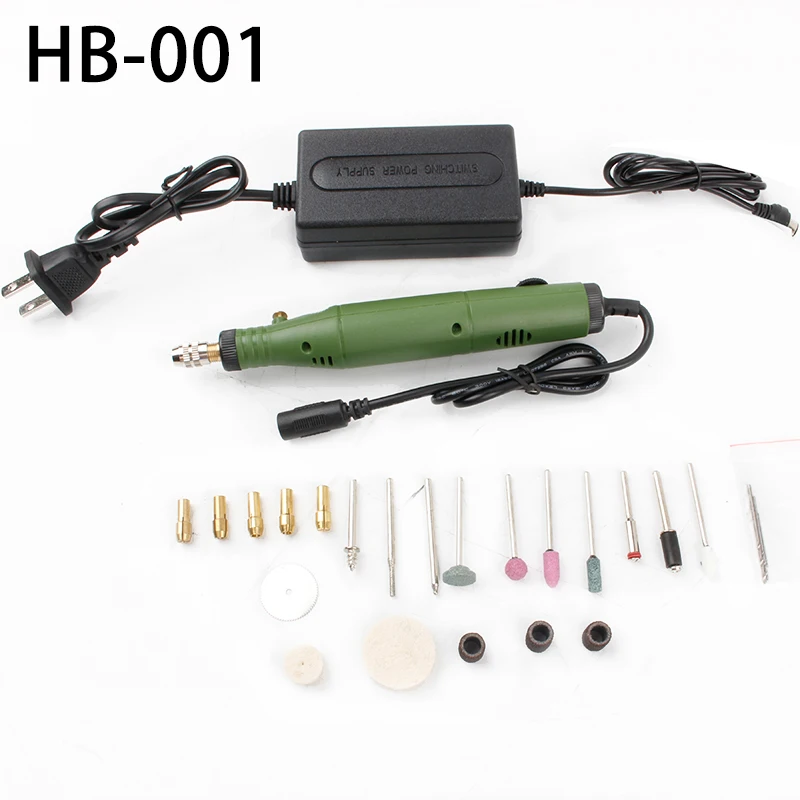 HB-001 500-8 электрическая шлифовальная ДРЕЛЬ Dremel Стиль Мини гравировальная дрель шлифовальный набор аксессуаров Многофункциональный гравировальный станок мощность T - Цвет: HB-001