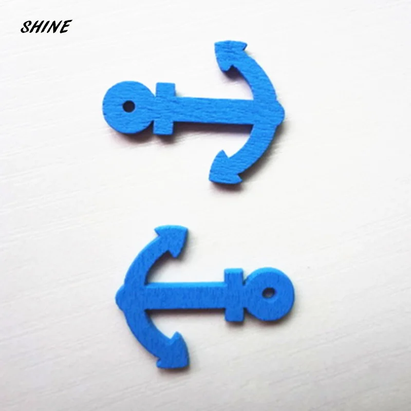 Блестящие деревянные пуговицы для шитья якорь скрапбукинга 3 цвета смешанные 25