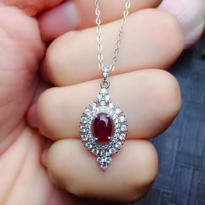 Женские Подвески с рубинами PROCOGEM ожерелье из серебра 925 пробы 4x6 мм 0 6ct бесплатная