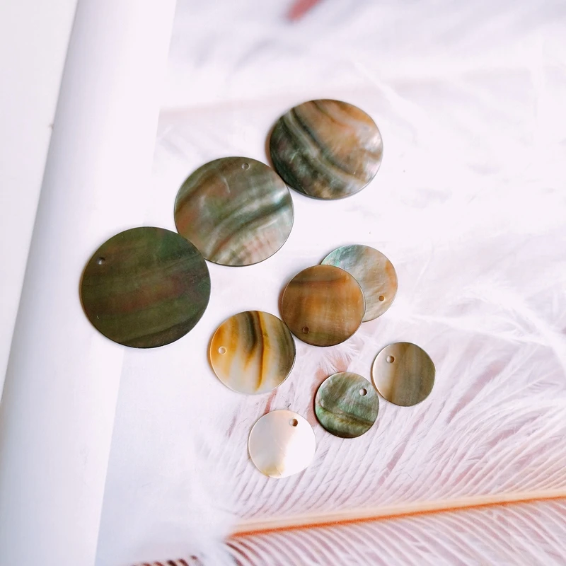 Натуральные черные ракушки-бабочки одиночные Круглые Капли квадратные