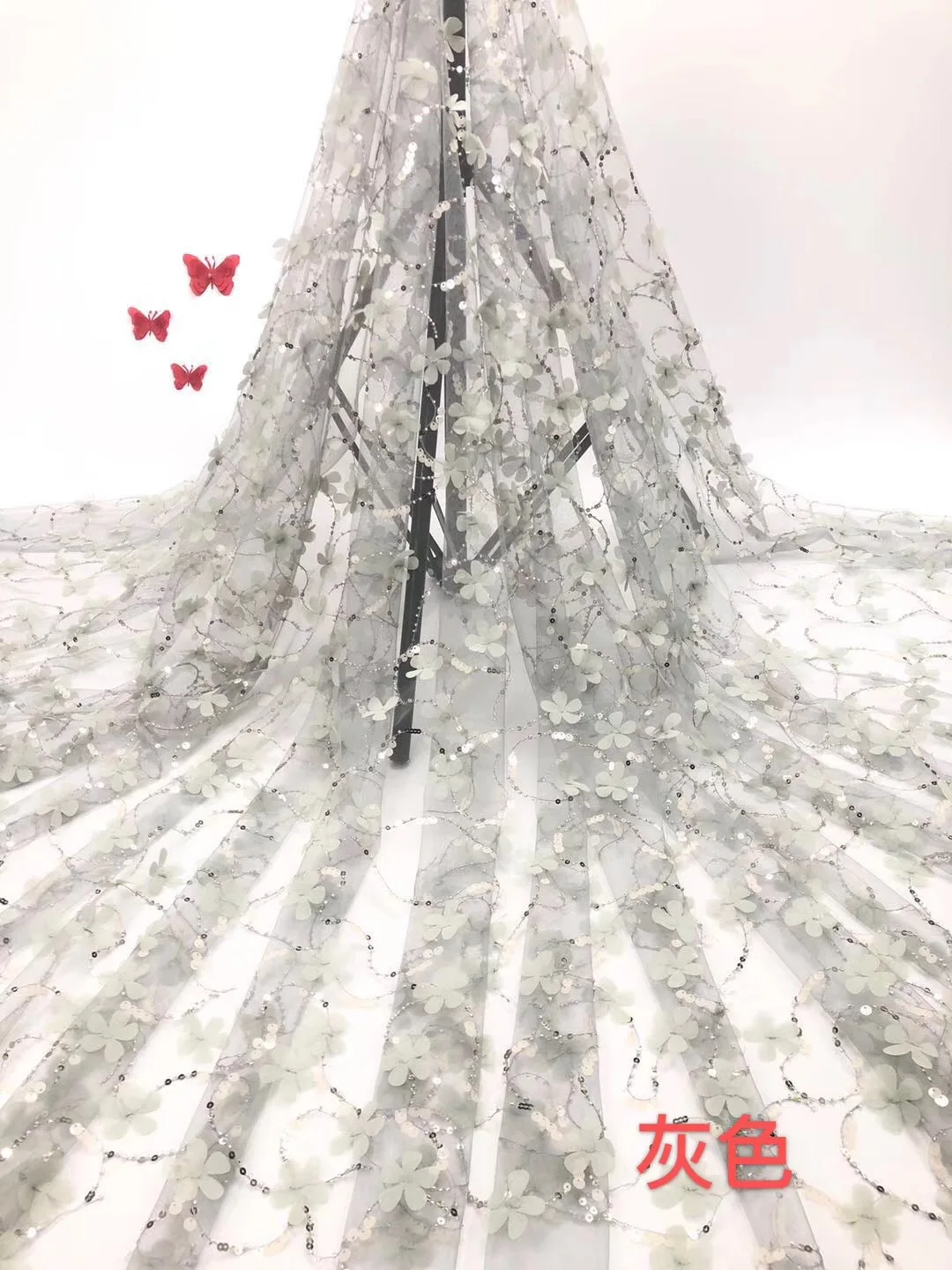 Новинка 2019 африканская 3D кружевная ткань с бусинами нигерийская Свадьба вышитый