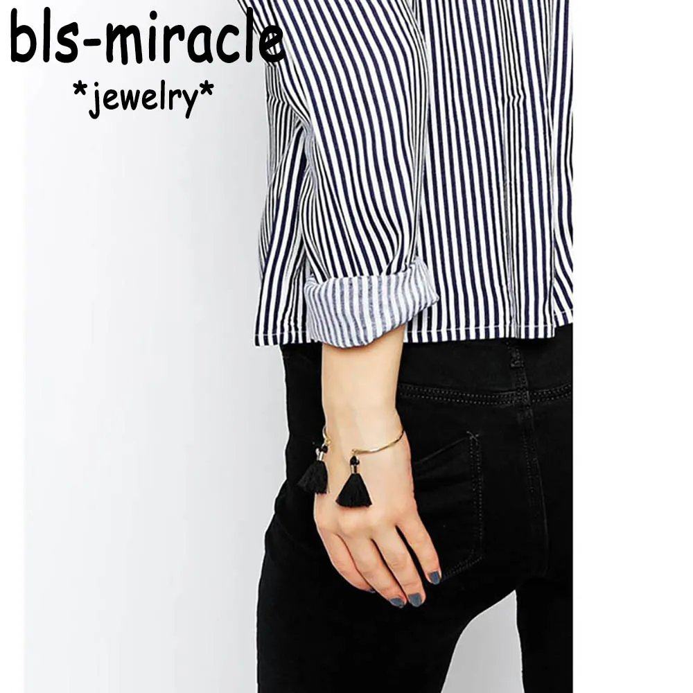 Bls-miracle Топ Новые Модные ювелирные изделия панк браслет золотой цвет кисточки