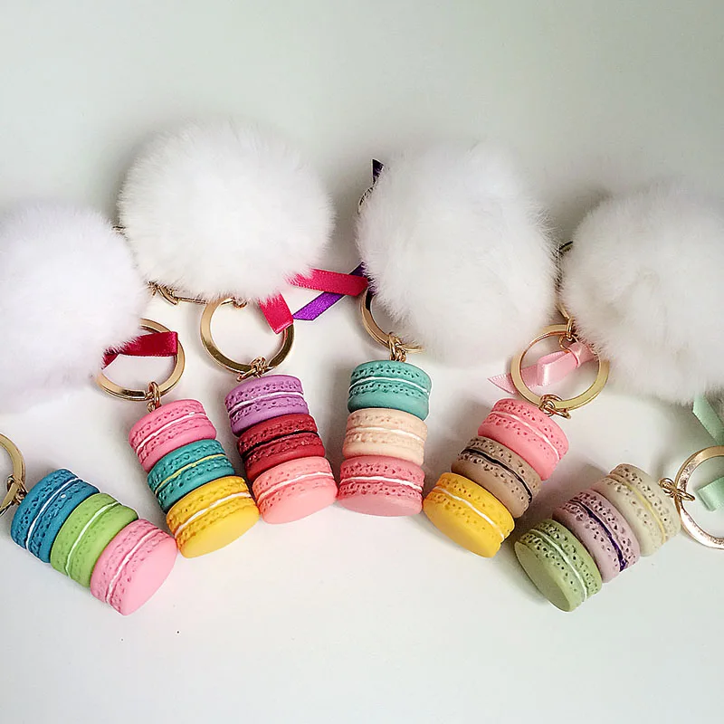 DIY Пара Брелок Мода Мех Кролика Мяч Конфеты Цвет Торт В Форме Ювелирных Изделий