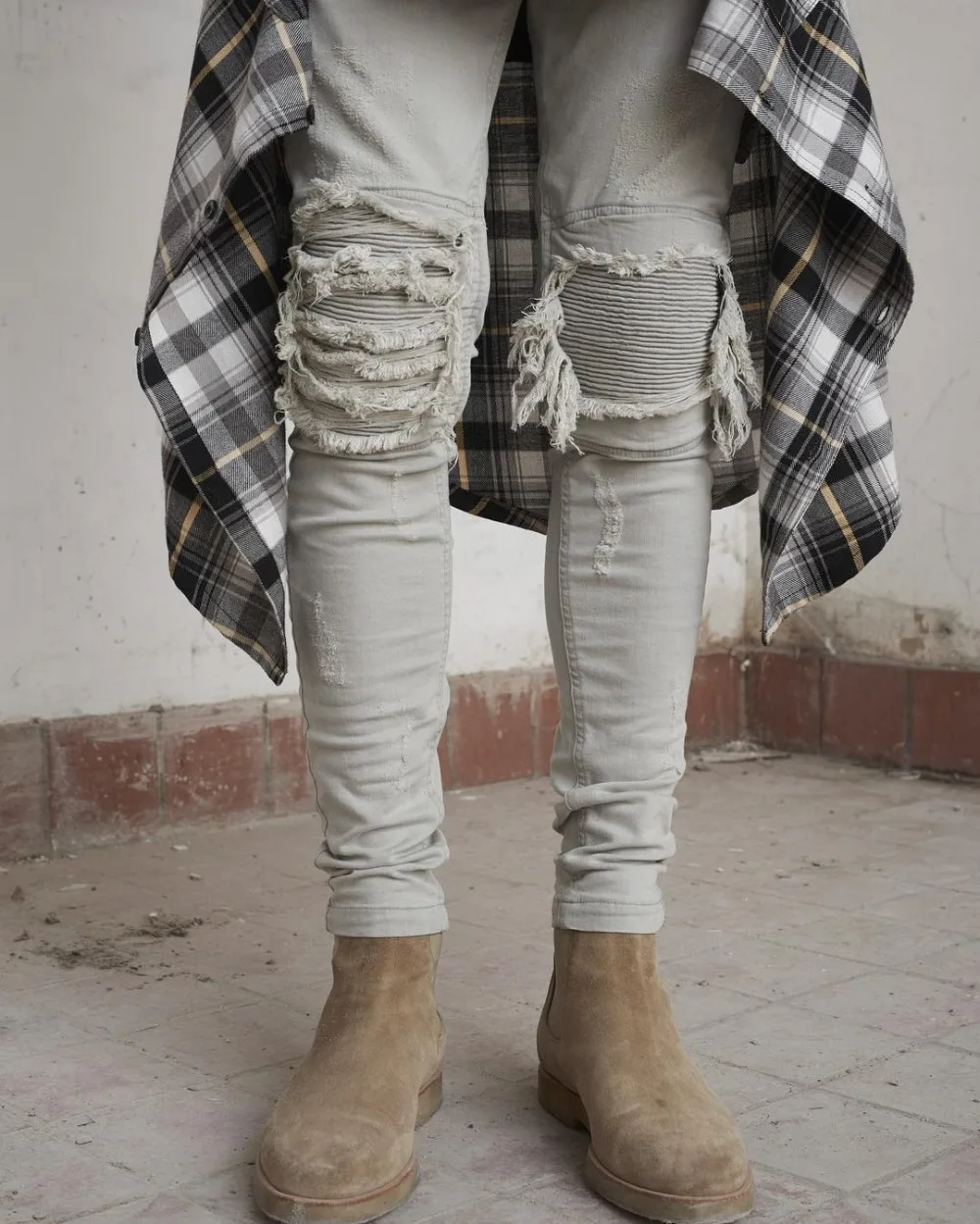 Новые модные мужские рваные джинсы повседневные штаны крутые потертые для бега в