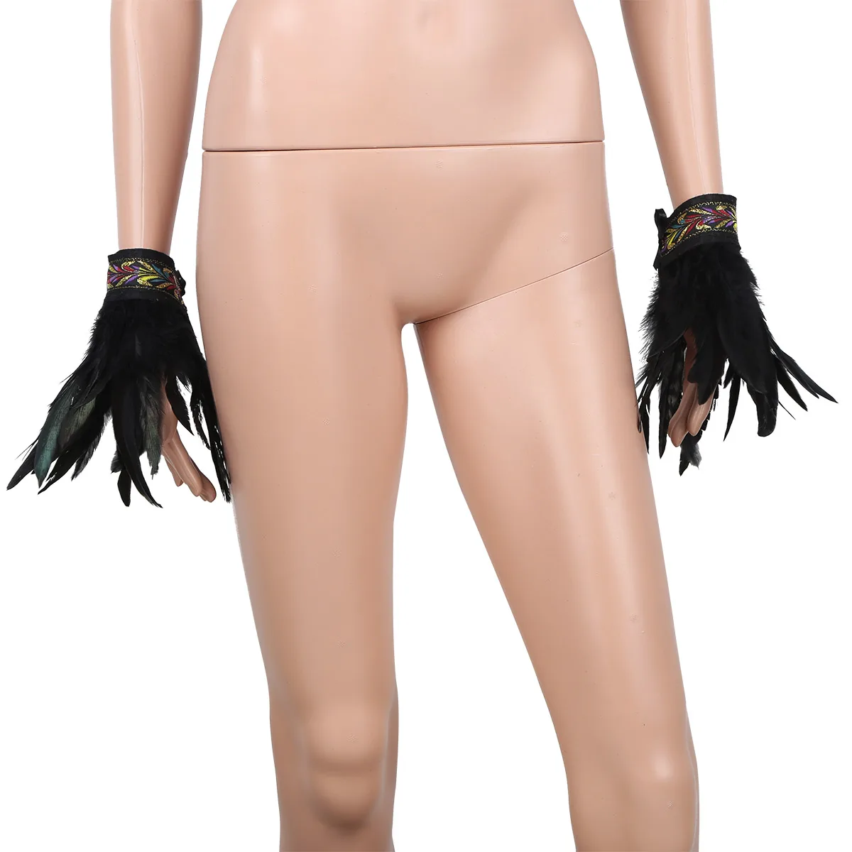 IIXPIN ручные манжеты с перьями черные настоящие крашеные петушиные Наручные