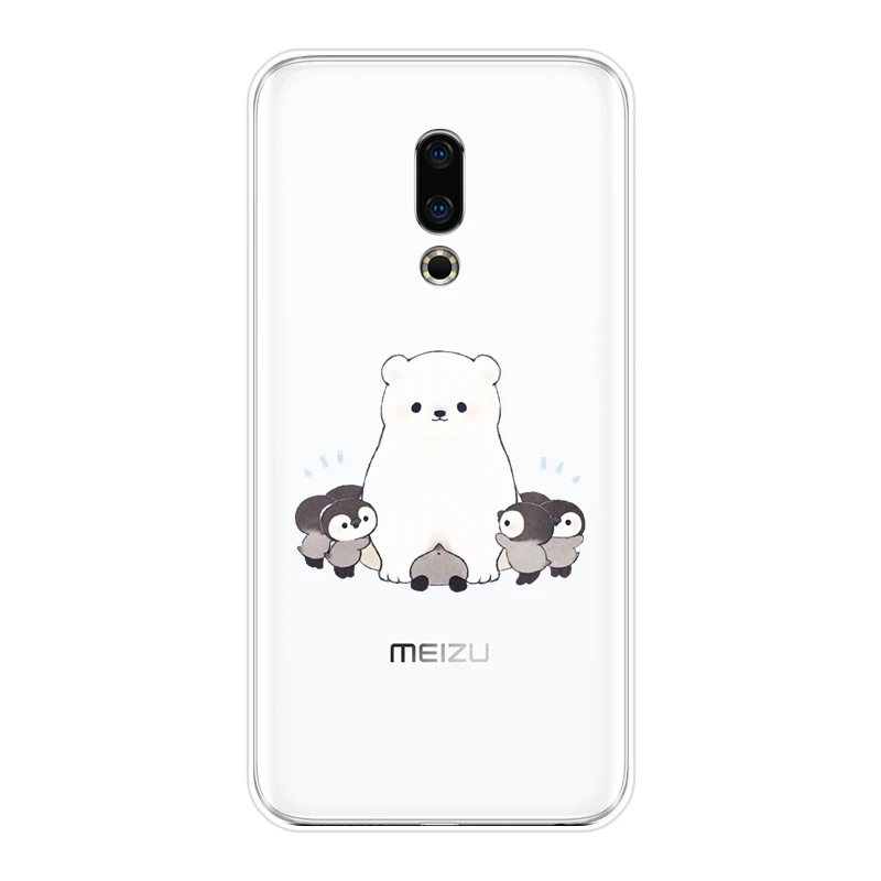 Задняя крышка для Meizu 15 Lite 16 Plus 16th 16x мягкий силиконовый чехол с медведем пингвином