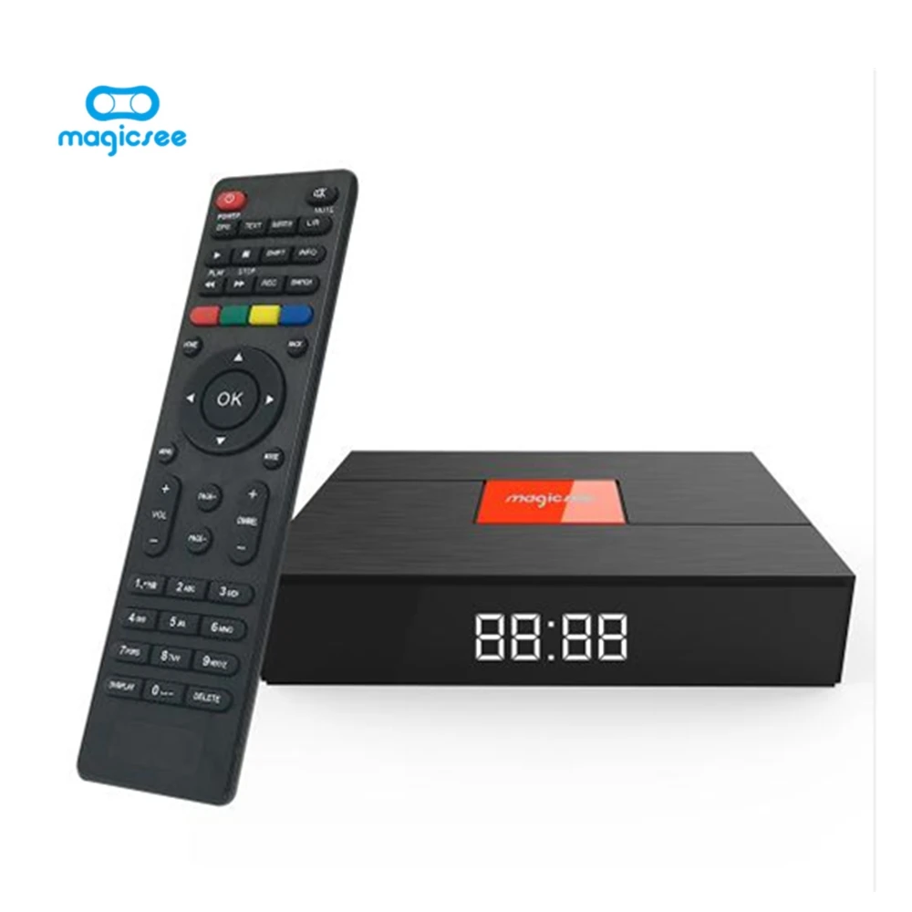 Magicsee C400 плюс ТВ коробка Hybird S2/T2/C Amlogic S912 Android7.1.2 3 GB/32 GB 2 4G/5G Wi Fi 100 Мбит/с BT4.1 PVR Запись