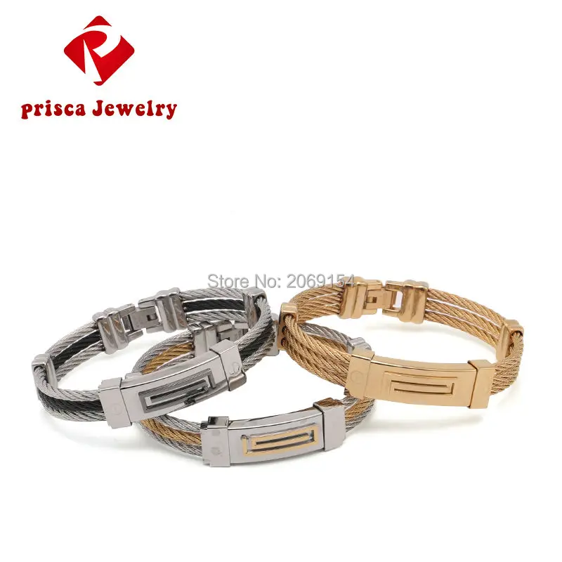 Titanium Steel Chain Link Bracelet Men Charm Jewelry Gold Wristband Stainless Bracelet Magnetic Black Bangle Trendy New