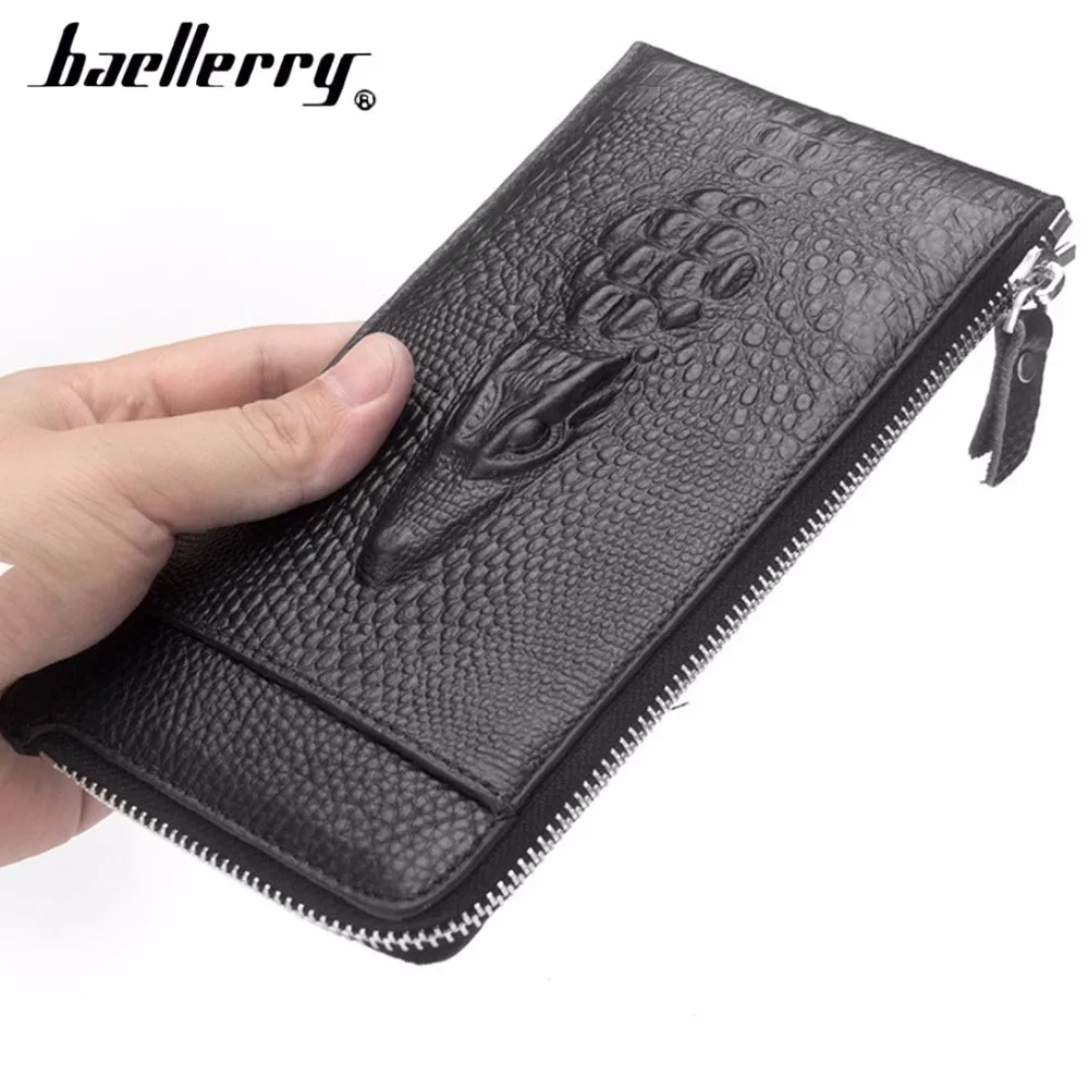 Baellerry мужской кожаный кошелек крокодиловый узор натуральная кожа высокое