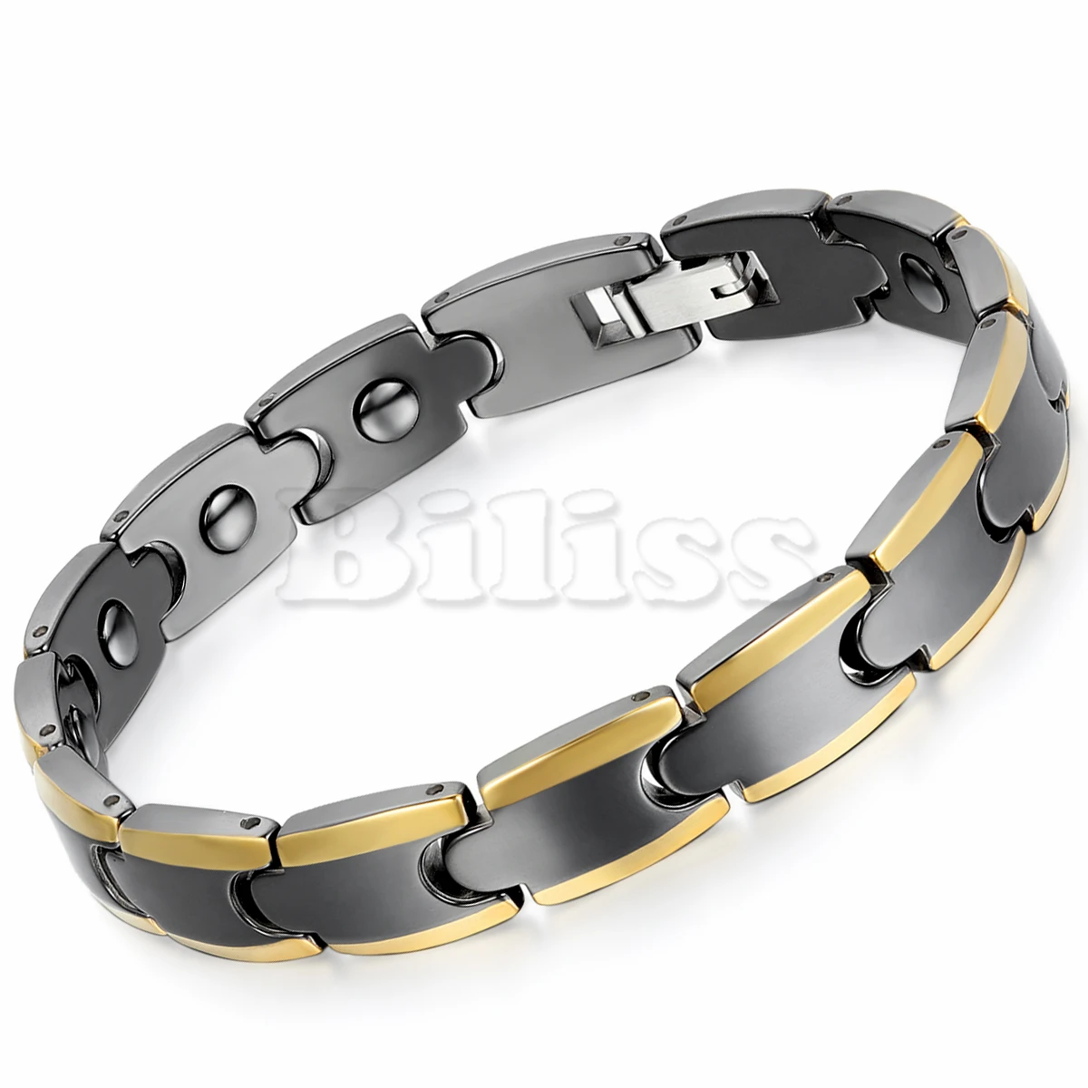 

20cm Black Gold Ceramic Bracelet Bio Energy Bangle Magnetic Germanium Health Chain Charms Men Jewelry pulseira masculina