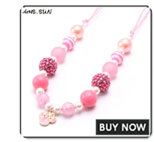 MHS.SUN New design baby chunky beads necklace diy red color bubblegum beaded necklace for kids girls adjustable rope jewelry 1pc