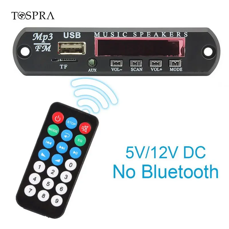 TOSPRA MP3 плеер со слотом для sd-карты/USB/FM 5 в 12 В аудио модуль пульт дистанционного