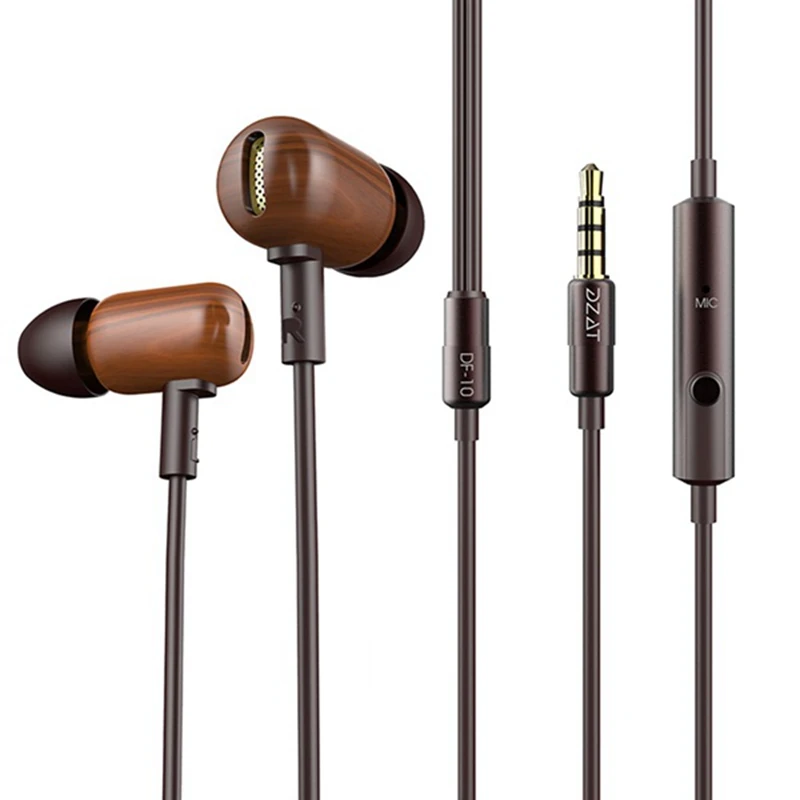 DZAT DF 10 df из чистого дерева наушники вкладыши бас HIFI Fever гарнитура Auriculares с