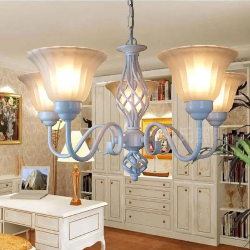 Люстра из белого железа в средиземноморском стиле для столовой спальни фойе