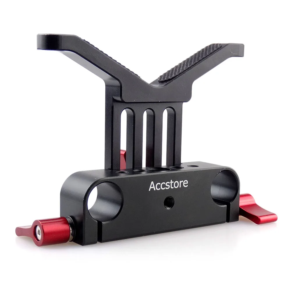 ACCSTORE Long Lens Support Height Adjustable 15mm Rod Clamp for DSLR Telephoto Rail System Follow Rig(Red Knob) | Электроника