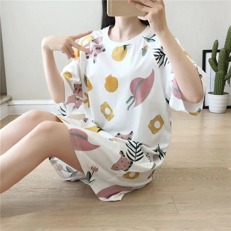 2019 Летняя Повседневная Ночная рубашка для женщин милые ночные рубашки с
