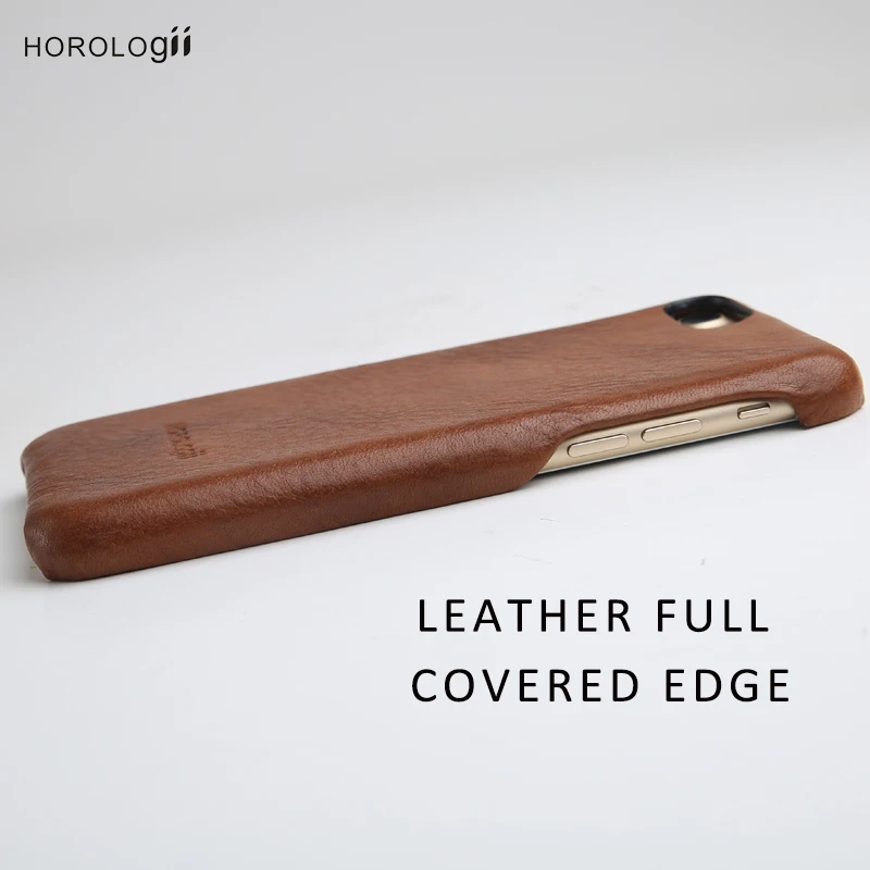 Natural Vintage Italian vegetbale tanned Leather half wrapped Case for iPhone 7 Plus Retro mobile phone case dropship |