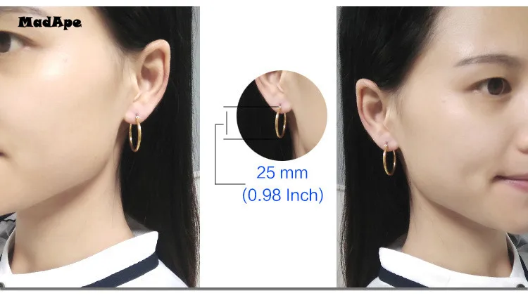 MadApe Pendientes Mujer серьги-кольца из нержавеющей стали золотой/Серебряный Цветной Круг Серьга баскетбольное кольцо для женщин/девушек ювелирные изделия