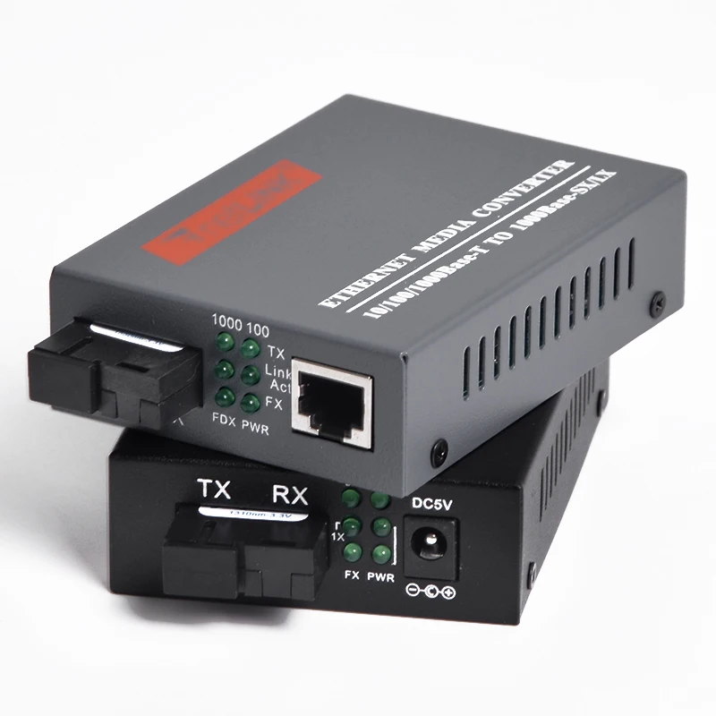 1 пара 10/100/1000 Мбит/с гигабитный Ethernet медиаконвертер порт RJ45 SC + 4 порта одномодовое