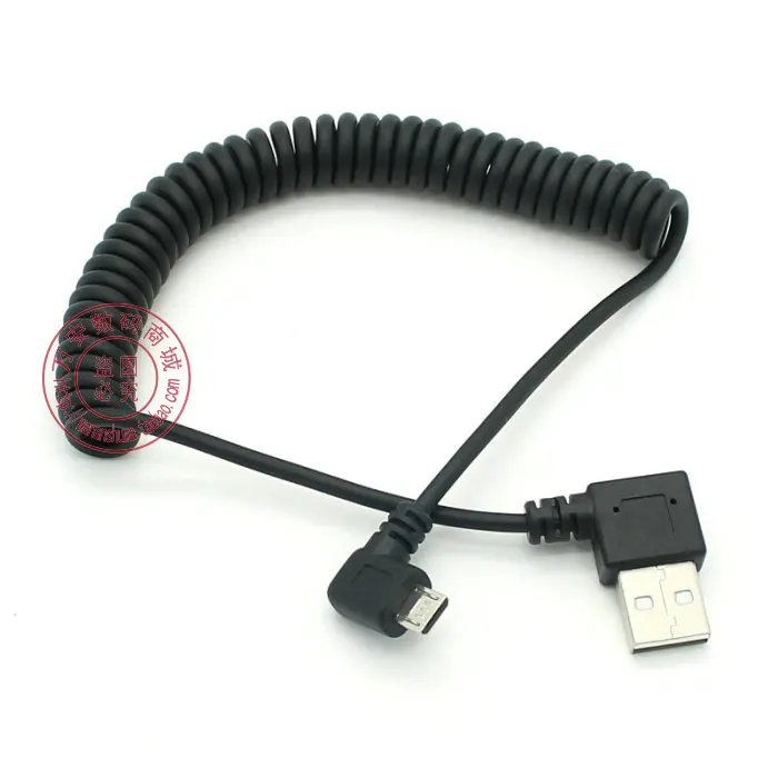 Micro usb штекер 90 градусов левый угловой к пружинный выдвижной Эластичный кабель