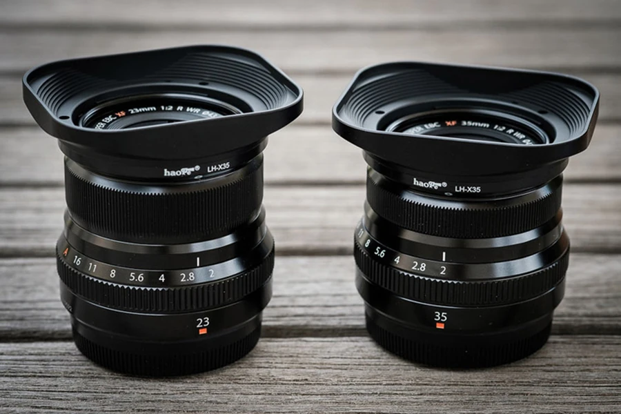 Квадратная бленда из алюминиевого сплава CNC с крышкой для объектива Fuji FUJINON XF 35