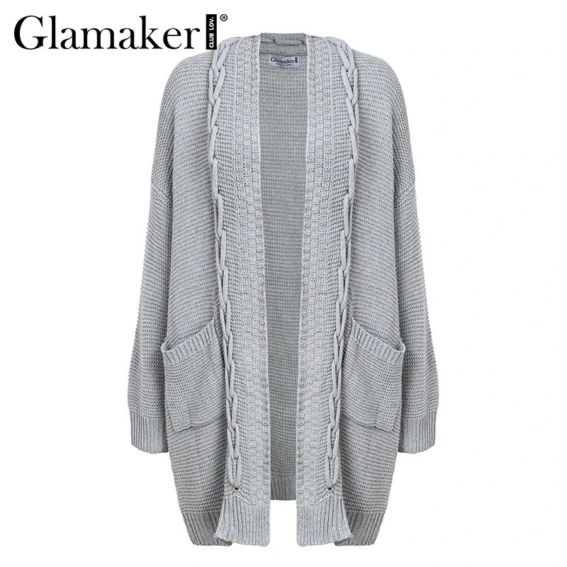 Женский Длинный трикотажный свитер Glamaker хлопковый свободный свитер| |