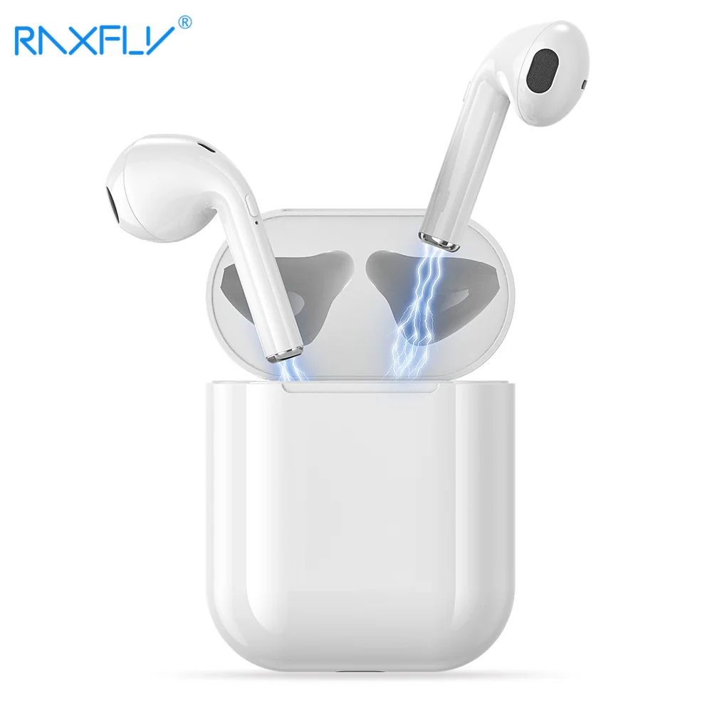 RAXFLY i10 TWS мини беспроводные Bluetooth наушники для всех мобильных телефонов 3D стерео наушники гарнитура спортивные наушники с зарядной коробкой - Цвет: Белый