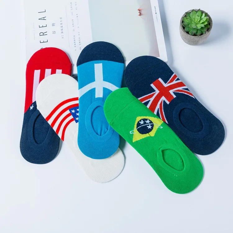 

RUNNING CHICK Creative Flag Socks anti-skid silicone cotton ankle socks