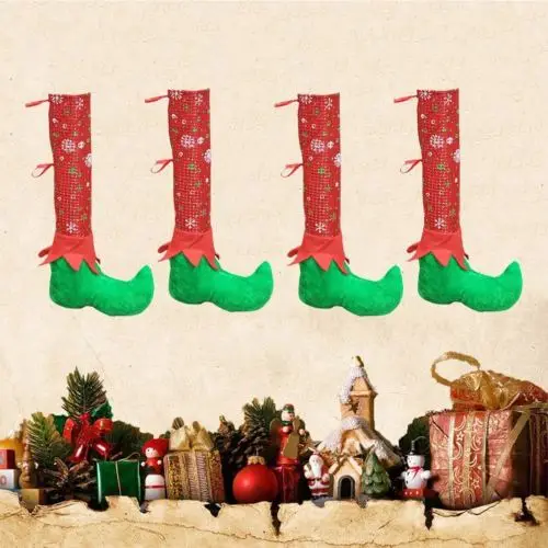Set Of 1 Elf Hat Christmas Theme Chair Back Covers And Table Leg Xmas | Дом и сад