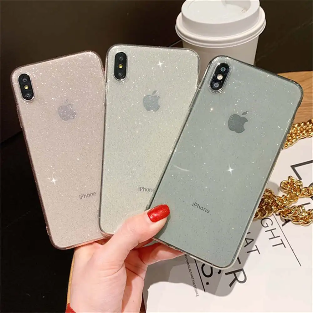 Simple Glitter Tpu For Iphone 66S 6P78 8P X Xs Xr Xsmax Silicone Anti-Fall Half-Pack Soft Shell Phone Case |