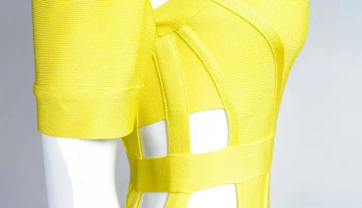 Summer Fashion Sexy Short Sleeve Yellow Bandage Dress 2017 Elegant Designer Party | Женская одежда