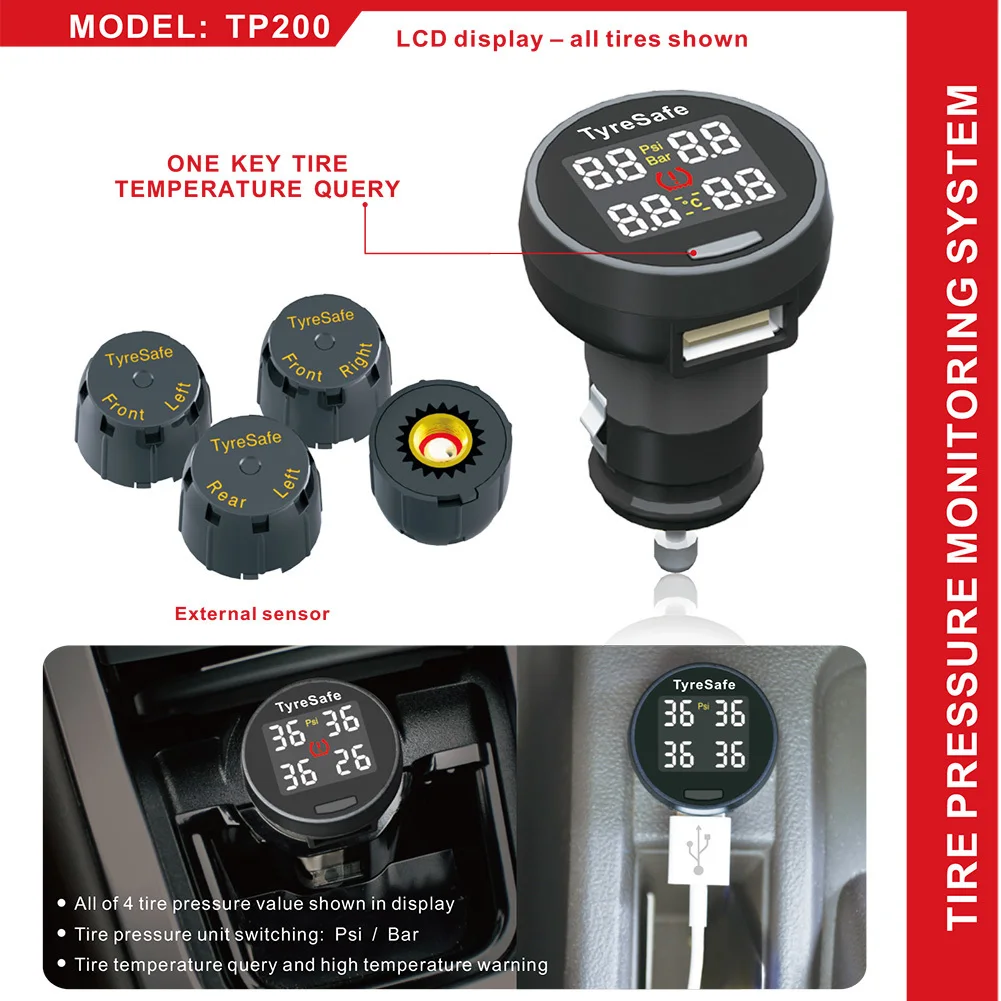 Лидер продаж 2017 TP200 TPMS с USB разъем Поддержка бар PSI best шин Давление и Температура