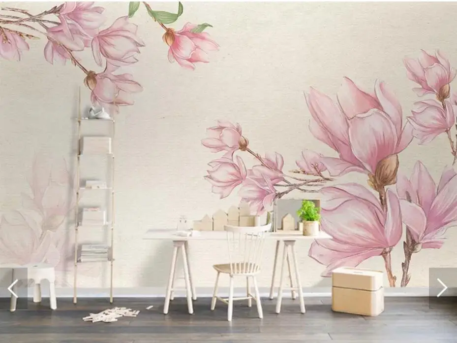 

Custom Photo Mural Wallpaper Magnolia Flowers Papel Mural Vintage Landscape Wallpaper Wall Paper Home Decor Modern Floral Murals
