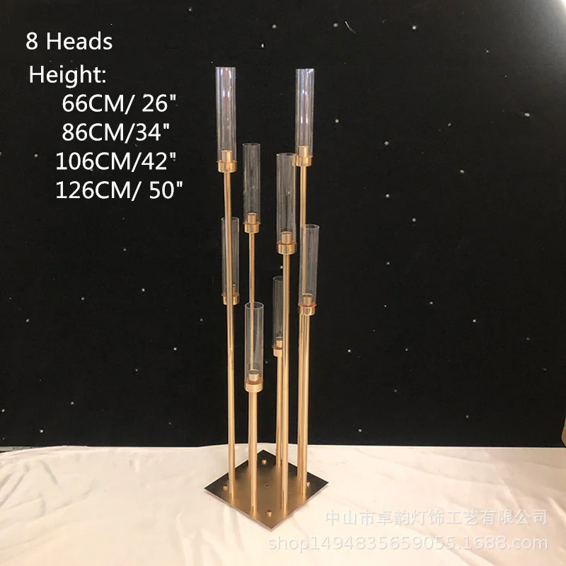 Gold 8 Heads 10 голов металлический подсвечник канделябры подсвечники подставки свадебный стол центральные цветочные вазы дорожные свинцовые вечерние украшения - Цвет: Gold 8 Heads
