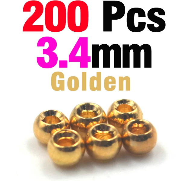 200 3dot4 Golden MNFT 200 шт., латунные бусины с большим глазом для ловли нахлыстом, Нимфа, Скад, глаза живота, материалы для ловли нахлыстом - Цвет: 200 3dot4 Golden
