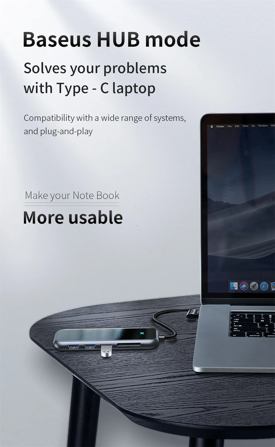 Baseus концентратор USB Type C к HDMI RJ45 Мульти USB 3,0 адаптер питания для MacBook Pro Air iWatch док-станция 3 порта USB-C usb-хаб разветвитель