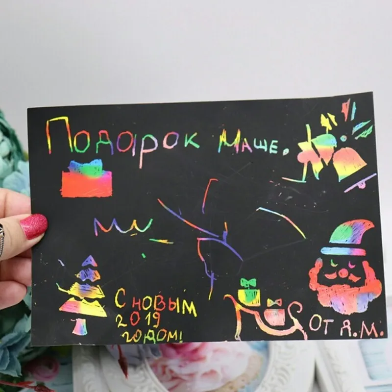 Happyxuan 50 листов Magic Цвет Радуга бумага для заметок набор карт с трафарет граффити