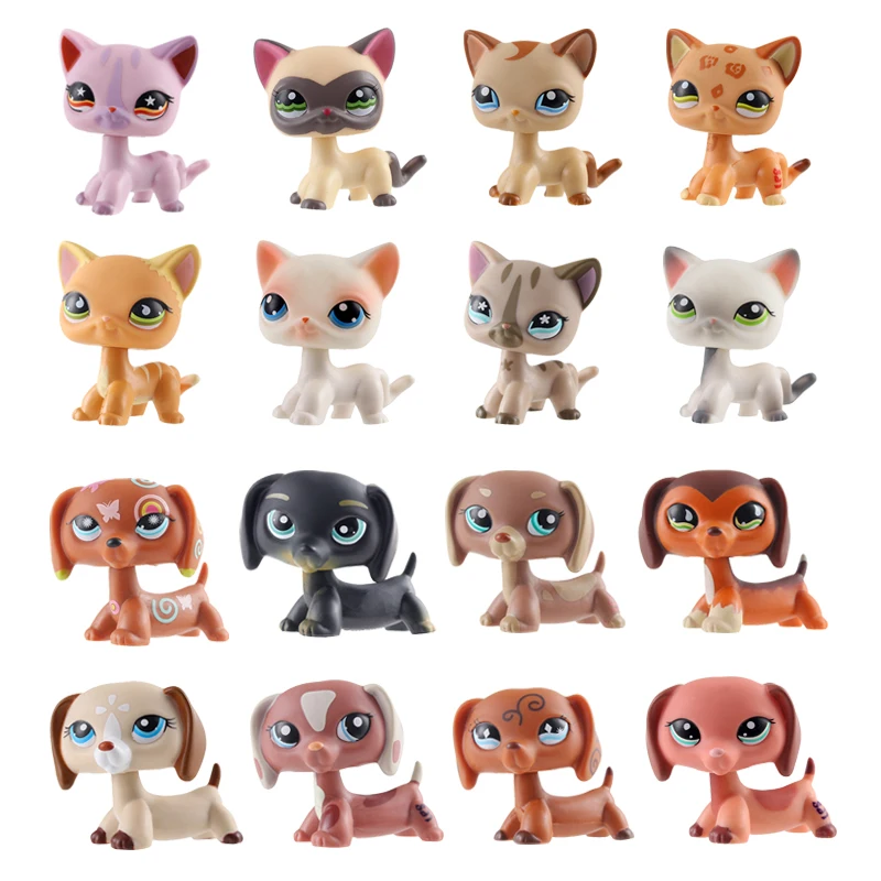 LPS Brand new cute pet shop toys powder cat big Dan dog PVC small animal standing action children cute Christmas gift present