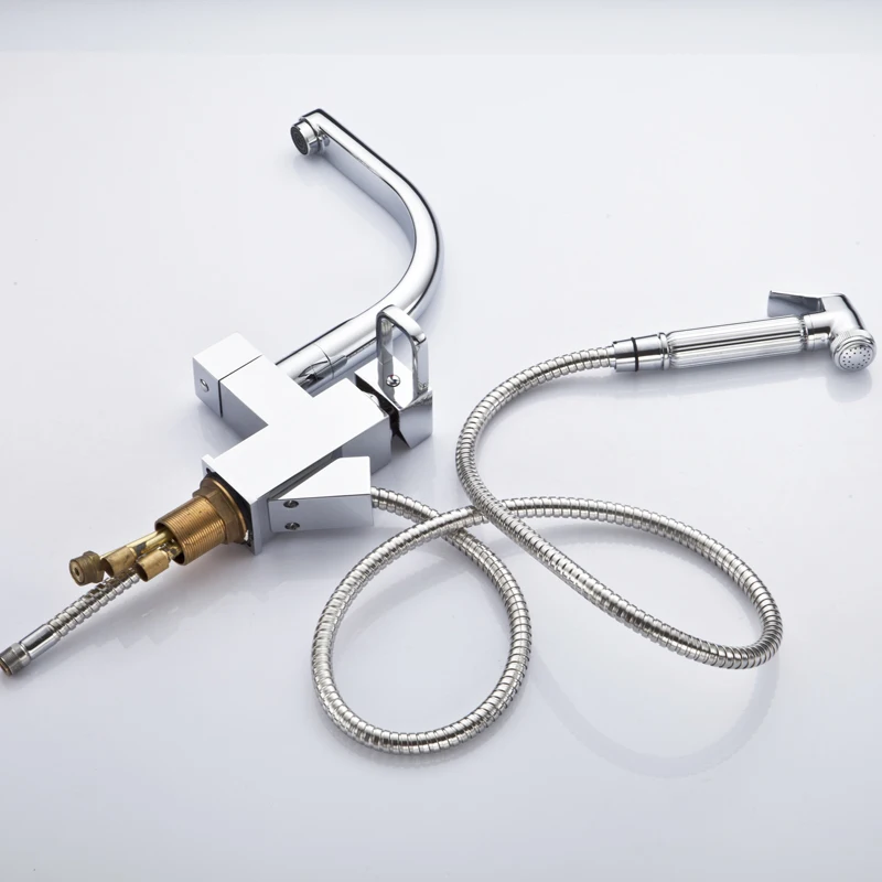 Современный хромированный многофункциональный выдвижной кухонный кран медный